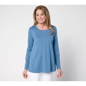 Fashion Women's Top Plus Sz 1X Knit Long Sleeve Blue A683831